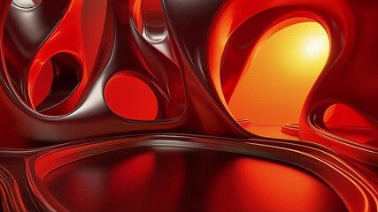 Aufkleber - Abstract Red and Dark Red 3D Architectural Design