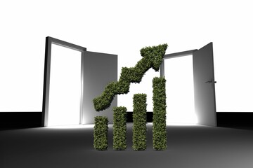 Leinwandbilder - Topiary of graph with open doors on floor