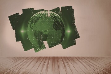 Poster - Display on wall showing global technology graphic