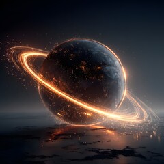 Wall Mural - Blue Planet Earth and Sun in Space with Stars and Clouds, a 3D Global Astronomy Illustration