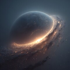 Wall Mural - Sunrise paints a vibrant blue over the Earth, a luminous globe in the vast expanse of the universe, with distant stars hinting at galaxies beyond