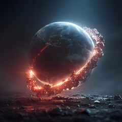Wall Mural - Blue planet Earth, a radiant globe in the vast, star-dusted universe, bathed in the light of the sun