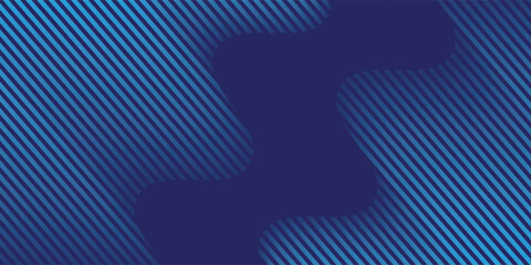 Poster - blue dynamic diagonal parallel slanted lines with wave geometric pattern.