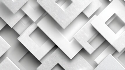 Poster - A collection of overlapping white frames in various sizes creates a visually striking design. The arrangement emphasizes texture and depth against a soft, neutral backdrop.