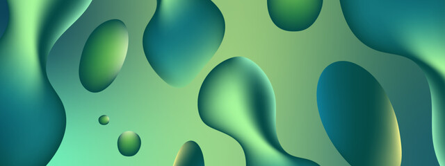 Poster - Abstract green fluid shapes create a vibrant digital artwork suitable for backgrounds, prints, web design, and abstract concept designs.