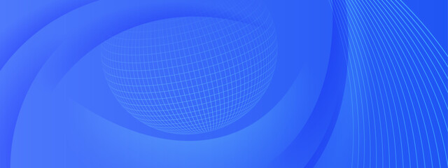 Fototapete - Blue abstract wireframe globe and curves, ideal for tech backgrounds, global concepts, futuristic designs, or digital innovation projects.