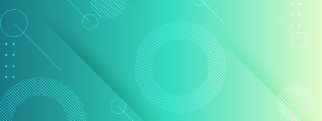 Poster - Abstract teal and green gradient background with circles and lines. Suitable for modern designs, digital art, websites, and tech themes.