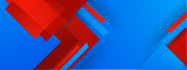 Poster - Overlapping red and blue geometric shapes create a dynamic and modern design perfect for backgrounds, posters, and banners.