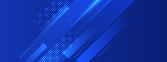 Fototapete - Blue abstract diagonal shapes and dots great for tech backgrounds, digital designs, and modern art concepts in web and graphic design projects.