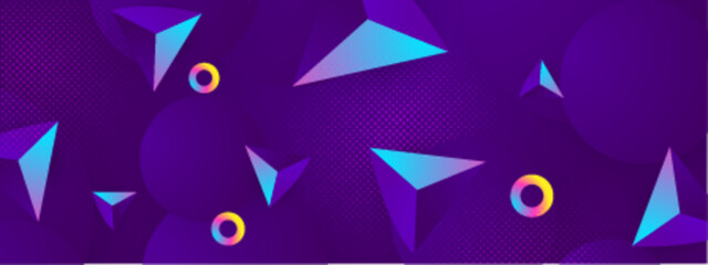 Aufkleber - Abstract vibrant purple triangles circles and dots. Suitable for backgrounds, digital art projects, geometric designs, modern concepts, and artistic compositions.