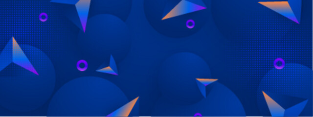 Poster - Abstract blue shapes triangles, circles, and dots. Perfect for backgrounds, design elements, and creative projects needing a modern touch.