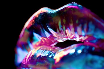Poster - A colorful, glowing lip with a purple and blue hue
