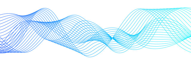 Poster - Abstract wave design with a series of flowing, overlapping sinusoidal curves in a gradient. Clean white background, with wave line with sense of motion and fluidity. Sound waves or light frequencies