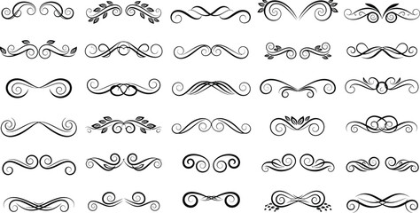 Aufkleber - Vector decorative swirls and flourishes elements for design and frame border clip art set