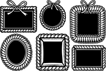 Poster - Decorative rope frames with bows in various shapes perfect for design and embellishment purposes for creative projects
