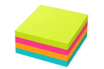 Poster - Four colorful sticky notes forming a stack on a transparent background, ideal for reminders and messages