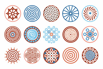 Poster - Collection of decorative circular designs with intricate patterns in earthy tones, perfect for various design projects.