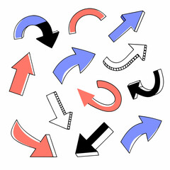 Poster - Colorful hand drawn arrows in various directions perfect for infographics and user interface design elements