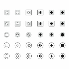 Poster - Vector icon set with geometric shapes and arrows featuring transparency for graphic design projects