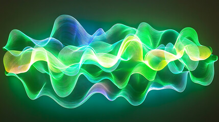 Poster - A neon sign with pink and blue lights is on a wall. The sign is long and has a wave-like shape. The colors are bright and vibrant, creating a lively and energetic atmosphere