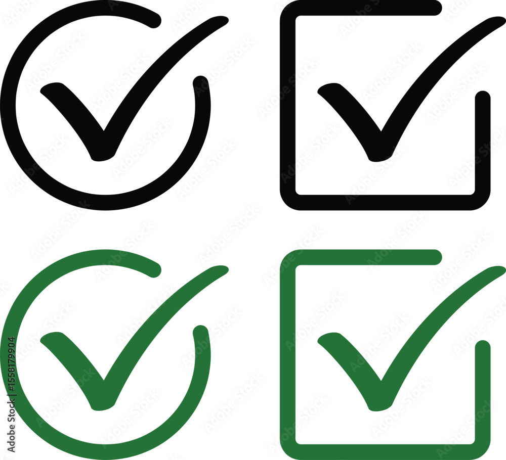 checkmark icons green tick box, check list circle frame - checkbox ...