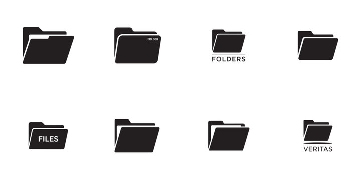 Black folder icons with text labels file document