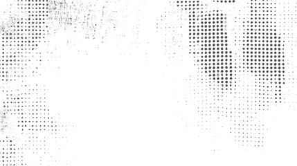 Poster - Halftone grunge texture vector background. Distressed abstract overlay design with dotted effect. Black isolated on white backdrop.