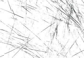 Poster - Grunge scratch texture vector illustration. Black diagonal ink streaks on white background. Distressed overlay rough surface abstract design.