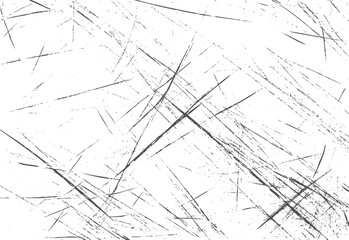 Poster - Scratch texture vector background. Abstract grunge surface with distressed chaotic lines. Black edgy scratch overlay isolated on white.