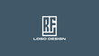 © Ahmed - Minimal RF monogram logo in box layout on blue-gray background, ideal for modern business branding, corporate identity, or startup design projects