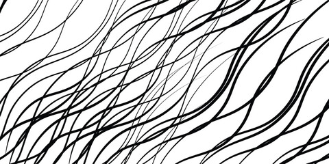 Poster - Curve wave seamless pattern. Thin line wavy abstract vector background. Curve wave seamless pattern. Line art striped graphic template modern arts