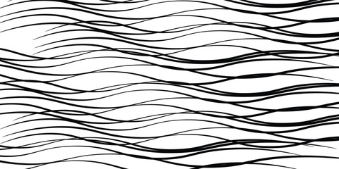 Poster - Curve wave seamless pattern. Thin line wavy abstract vector background. Curve wave seamless pattern. Line art striped graphic template modern arts
