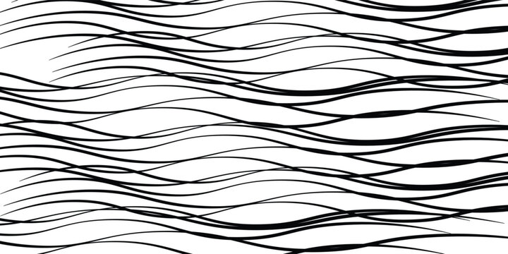 Curve wave seamless pattern. Thin line wavy abstract vector background. Curve wave seamless pattern. Line art striped graphic template modern arts