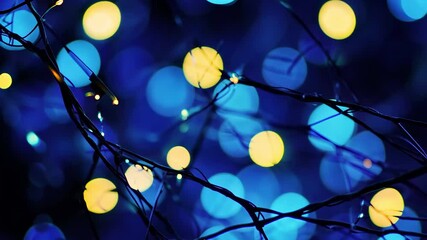 Poster - captivating blue chaotic network structure illuminated by soft bokeh lights at night, blue chaotic n