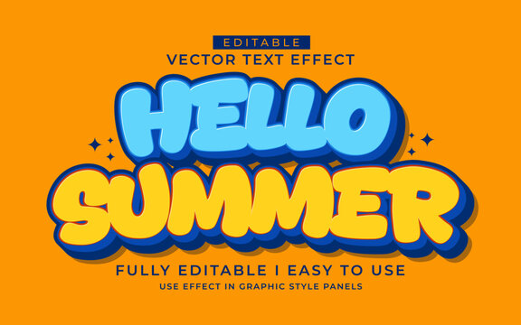 3d editable summer text effect typography style template