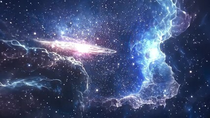 Poster - Endless expanse of distant galaxies and swirling nebulae in infinite outer space animation, Infinite outer space animated background with galaxies and stars