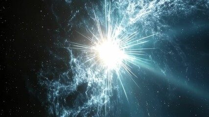 Wall Mural - a cosmic explosion captured from a high-angle perspective, showcasing radiant light bursts in a star