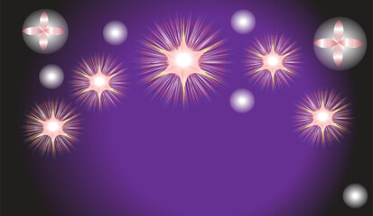 Aufkleber - Abstract glowing orbs and stars on a purple background design   background, abstract, red, glow, light, design, texture, 