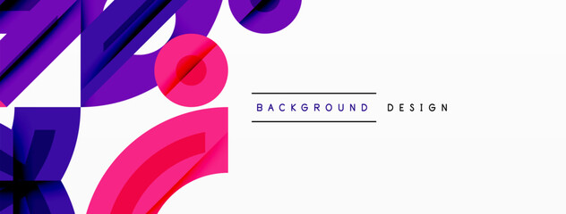 Leinwandbilder - Abstract geometric shapes, vibrant pinks, purples dominate white space. Modern design elements create dynamic visual texture.