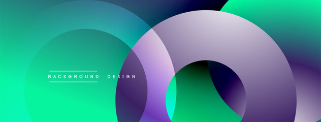 Aufkleber - Abstract design features overlapping circles. Gradient colors blend from teal to purple. Modern aesthetic, simple composition. Background element.