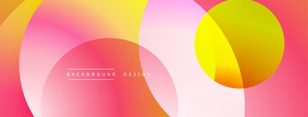 Poster - Abstract background features overlapping circles. Colors include pink, yellow, orange, white. Modern design, smooth gradients present.