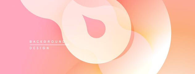 Poster - Abstract fluid shapes, soft gradients. Peach, pink hues dominate composition. Modern design element for backgrounds.