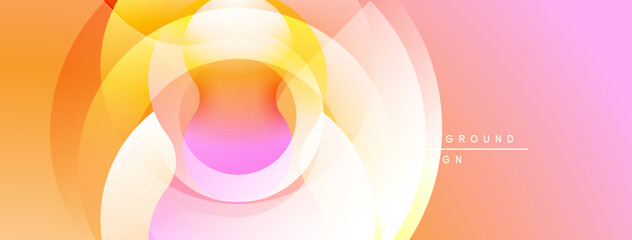 Aufkleber - Abstract layers create warm gradient. Soft circles overlap, forming dynamic visual effect. Light hues blend seamlessly.
