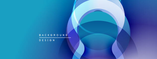 Poster - Abstract blue purple gradient. Overlapping circles create dynamic visual effect. Modern design suitable for backgrounds, presentations.