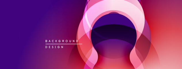 Aufkleber - Abstract gradient layers create dynamic visual effect. Purple, pink, red hues blend smoothly, forming circular shapes. Modern design element.
