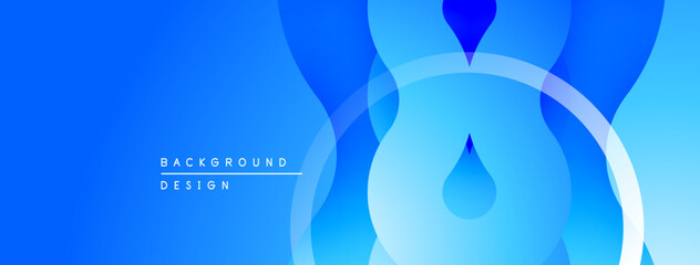 Poster - Abstract blue background. Overlapping shapes suggest water droplets, creating dynamic visual effect. Smooth gradients enhance depth.