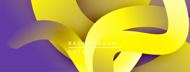 Poster - Abstract fluid shapes, vibrant yellow, purple gradients. Modern design element, smooth curves create dynamic composition. Background texture.