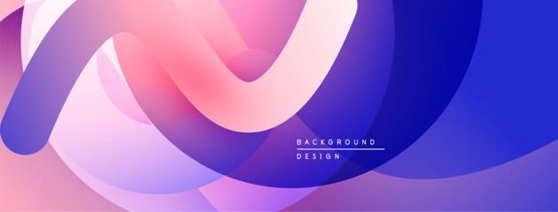 Poster - Abstract fluid shapes, vibrant colors blend. Pink, purple, blue gradients create dynamic composition. Modern design element.
