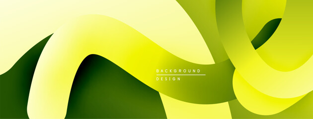 Poster - Abstract fluid shapes, vibrant green, yellow hues. Modern design, smooth gradients create dynamic composition. Minimalist aesthetic.