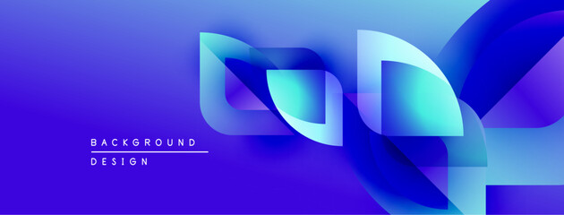 Poster - Abstract blue design features flowing shapes, gradients. Modern background suggests technology, innovation, dynamic movement.